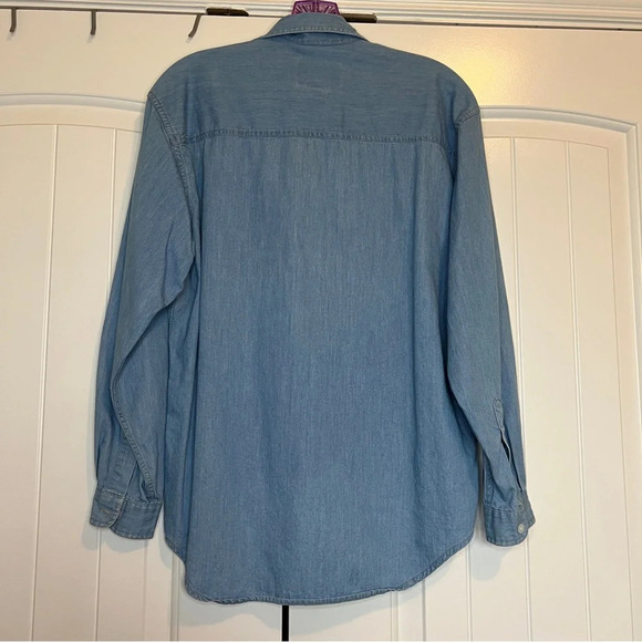 Vintage Woolrich Denim Chambray Christmas Santa Eves Shirt Size Small - Picture 2 of 6